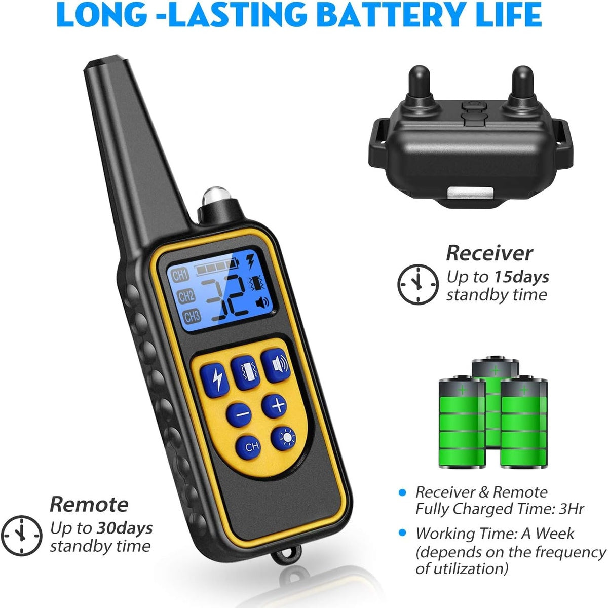 800M Rechargeable Electric Dog Training Collar - Waterproof, Remote Control & Ideal for Effective Dog Training 9975745872193-1