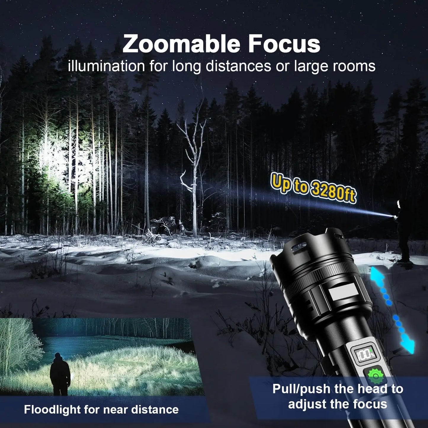 5000 Lumen Tactical Flashlight - World's Brightest High-Powered Torch 9811975700801-1
