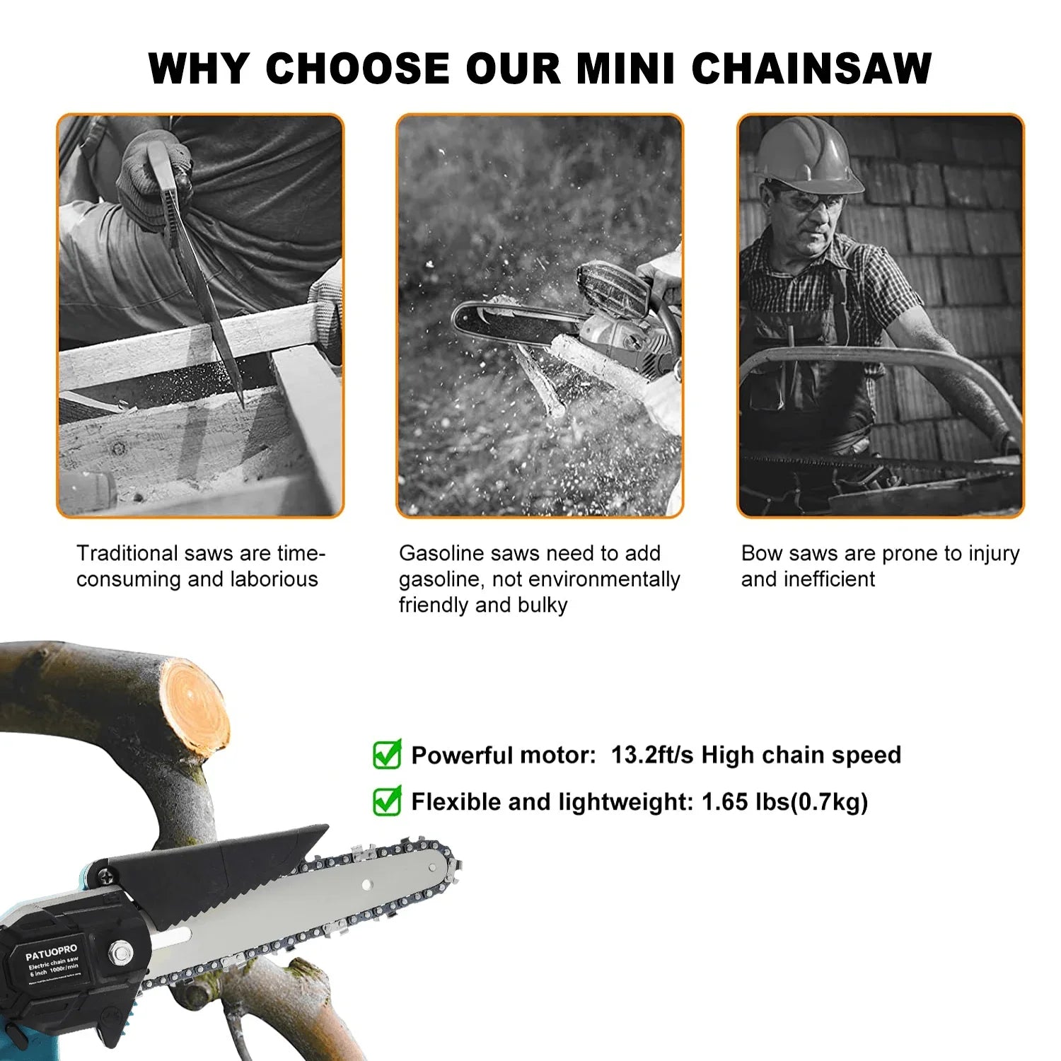 Cordless Electric Chainsaw - Lightweight, Ergonomic Design & Ideal for Effortless Pruning and Trimming 9952493404481-1