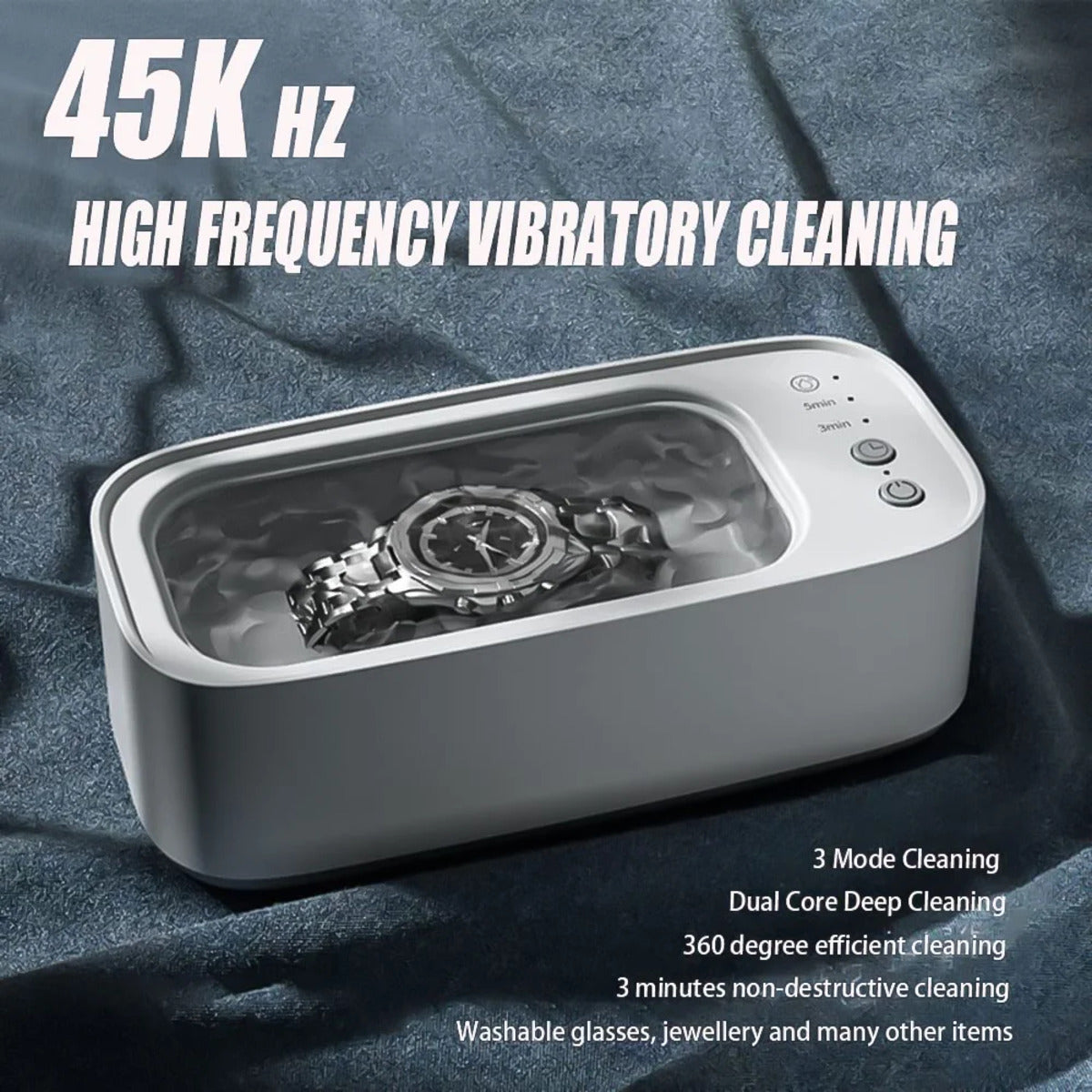 Ultrasonic Cleaning Device - Gentle, Efficient & Versatile for Jewelry, Glasses, Watches, and Dentures 9922172322113-1