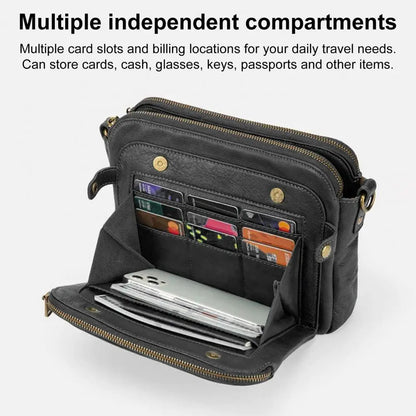 Three-Layer Leather Crossbody Shoulder & Clutch Bag 8490856546606-1