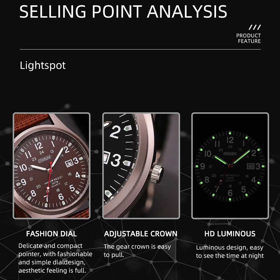 Luminous Military Wristwatch with Tactical Features - Waterproof, Shock Resistant 9902979318081-1