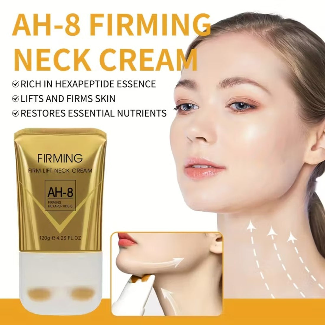 Neck Firming Cream with Roller Applicator - Anti-Aging Moisturizer with AH-8 & Ceramides 15152385261894-1