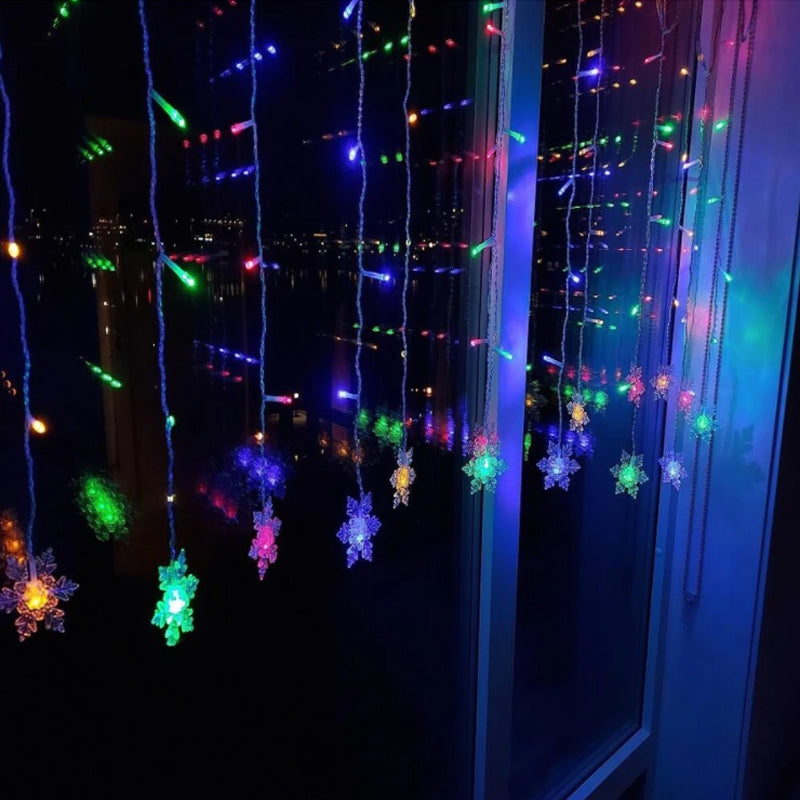 LED Snowflake Curtain Light For Holiday Home Party Window Decoration 6849907163236-1