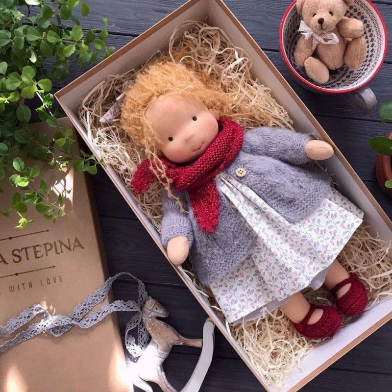 Gift for Kids-Handmade Waldorf Doll 8959340413209-1
