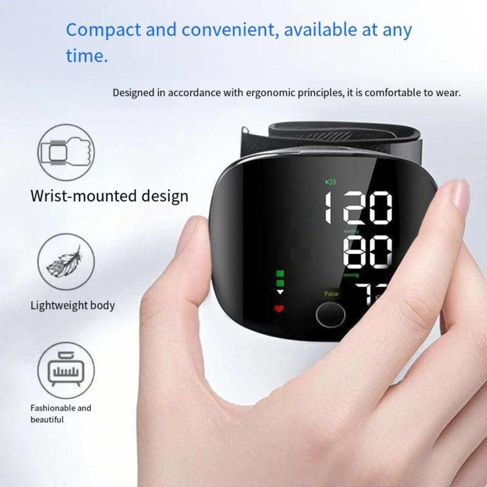 Smart Wrist Blood Pressure Monitor – Electronic Portable Sphygmomanometer with Voice Alerts 9749363065153-1