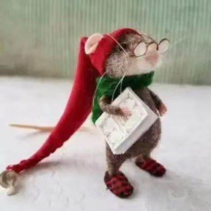 Handmade Felted Mouse Decoration - Eco-Friendly Wool - Holiday Ornament & Gift 15146752409926-1