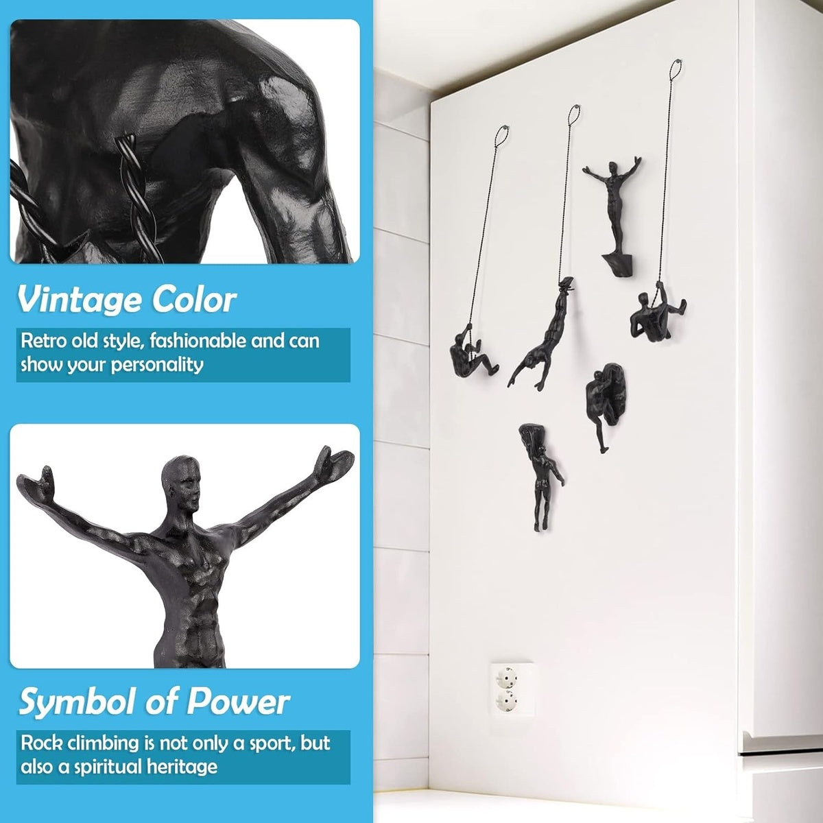 Wall Climbing Resin Sculpture Decorative Figure Home Hanging Decor 8496298688814-1