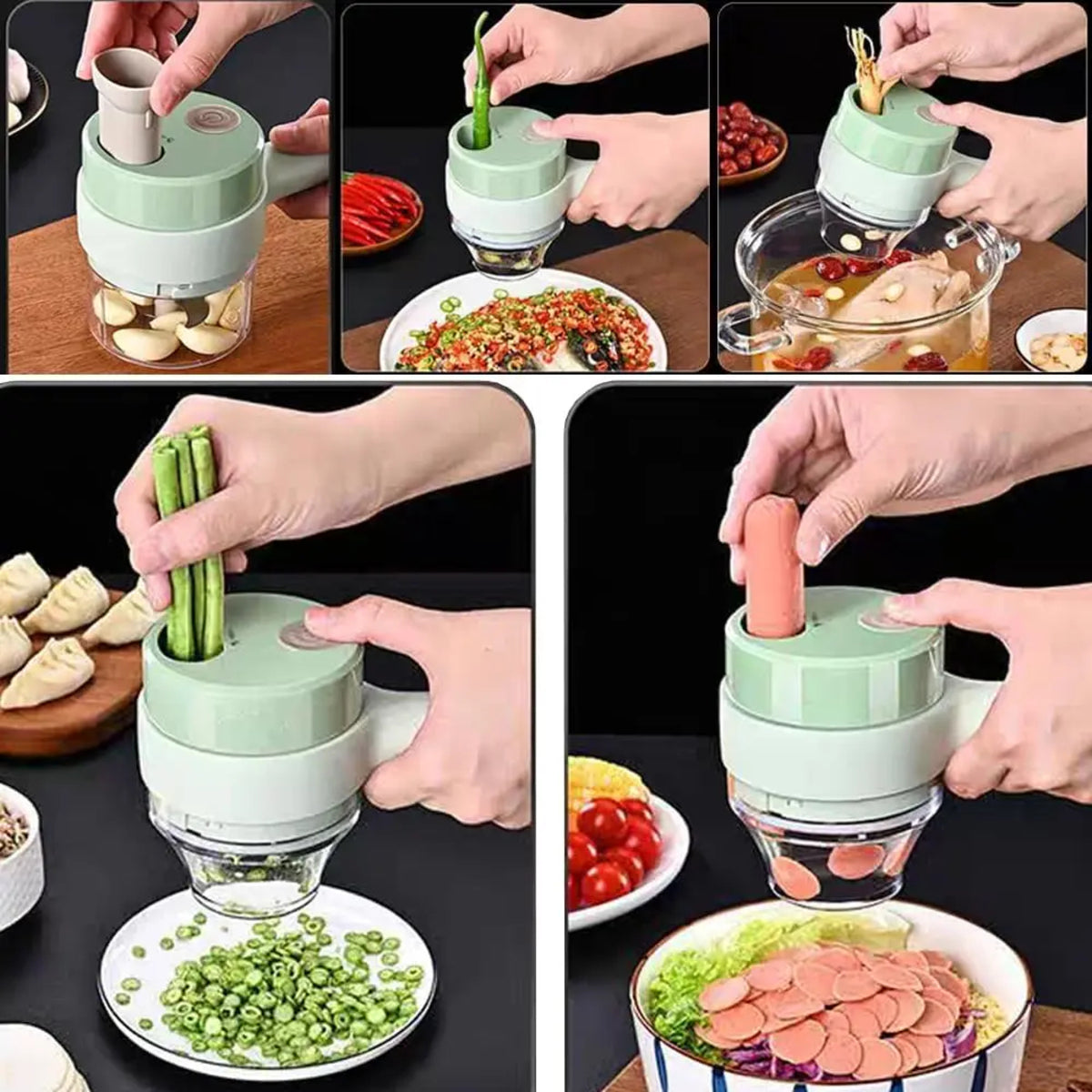 Electric Vegetable Cutter Set - Multifunctional Food Processor Hand-Held Mini Fruit Meat Grinder 15071155618179-1