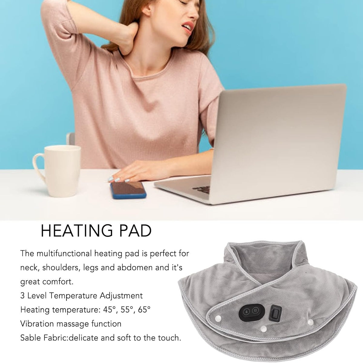 Neck Heating Pad & Massager - Neck and Shoulder Heat for Muscle Relaxation 9847545102657-1