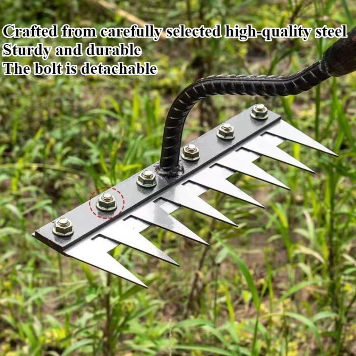 Steel Garden Rake with Durable Steel Tines for Lawn Care and Yard Maintenance 9912286019905-1