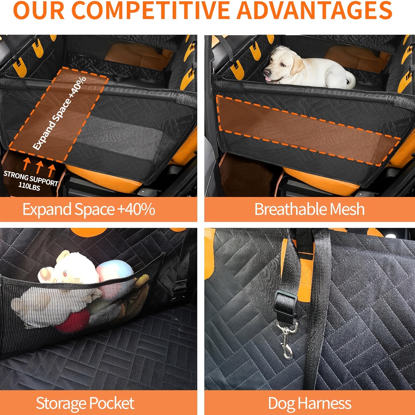 Portable Cats & Dog Seat for Car - Waterproof, Spacious & Secure for Stress-Free Car Rides 9957152555329-1