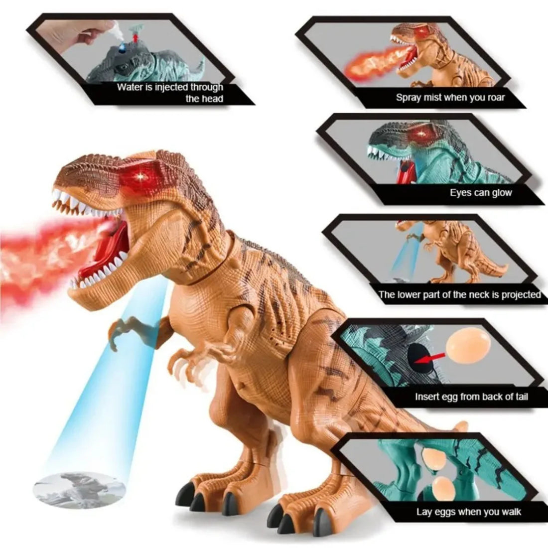 Dino-Rific RC T-Rex Toy - Roaring, Walking, Mist-Spraying Fun for Kids (3+ years) 8135955579095-1