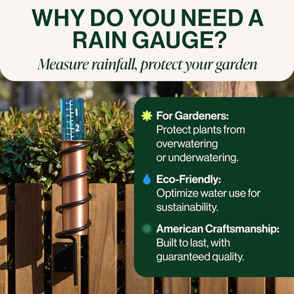 Copper Rain Gauge - Durable, Floating Design for Home Garden & Lawn Water Measurement 9957152260417-1