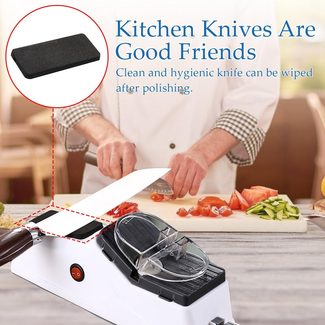 Electric Knife Sharpener - Double-Sided - 5-Second USB Rechargeable Blade Restorer 15146752901446-1