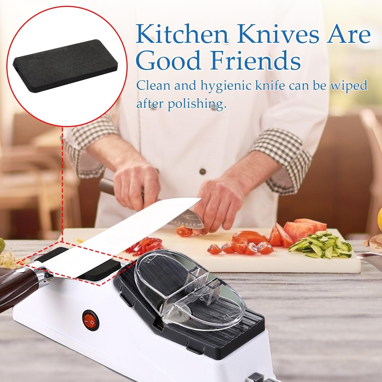 Electric Knife Sharpener - Double-Sided - 5-Second USB Rechargeable Blade Restorer 15146752901446-1