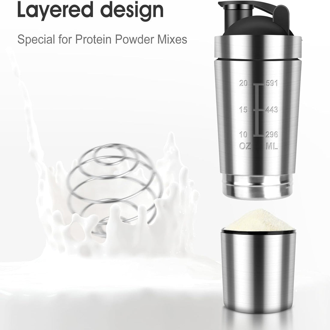 Stainless Steel Protein Shaker Bottle for Mixing Smooth Healthy Drinks 8830069768405-1
