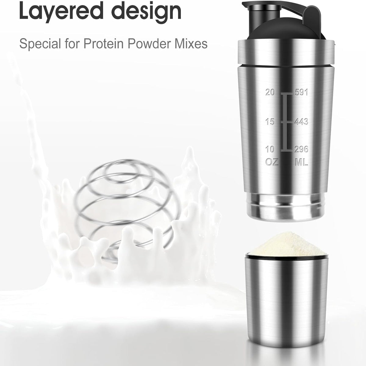 Stainless Steel Protein Shaker Bottle for Mixing Smooth Healthy Drinks 8830069768405-1
