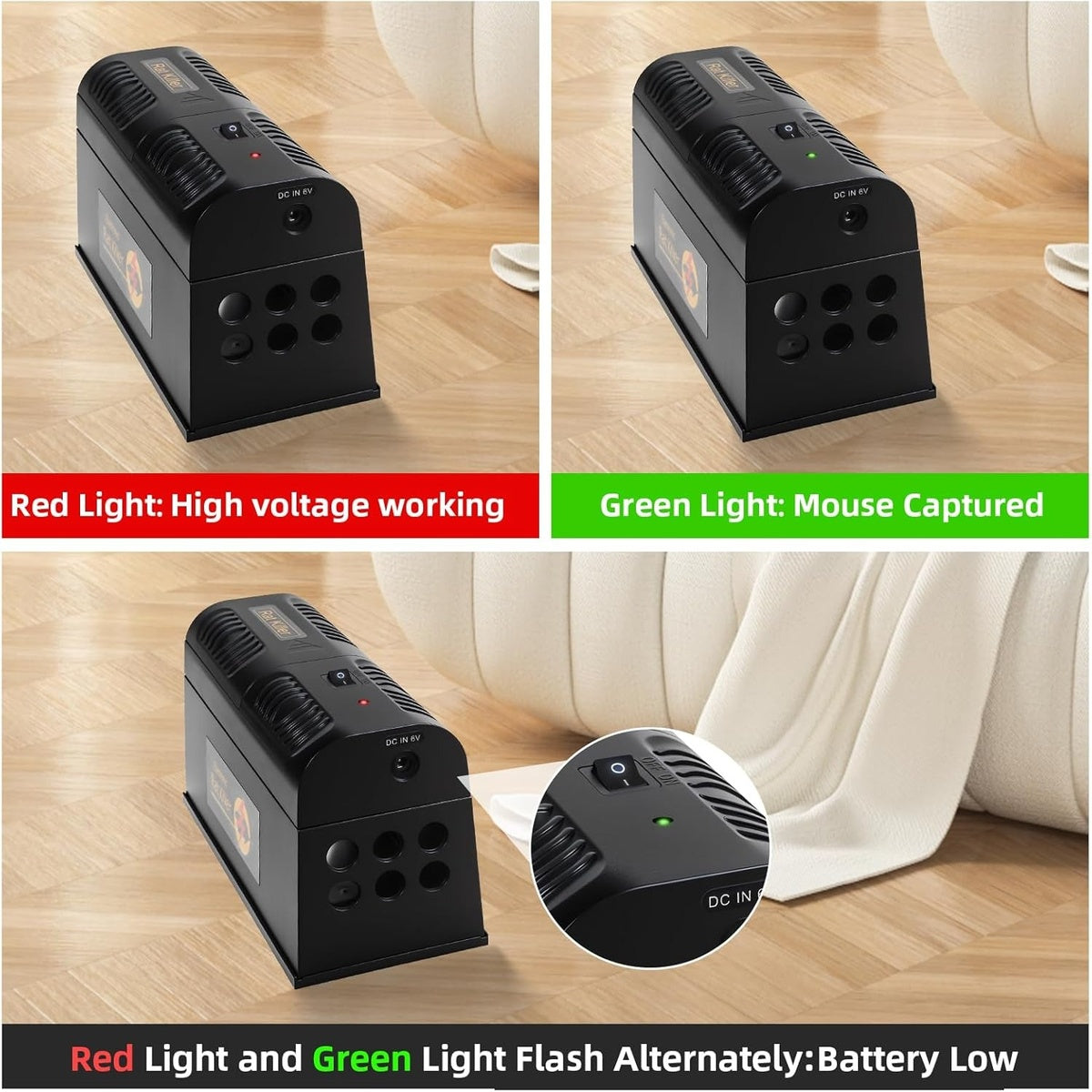 Electric Mouse Trap 6000-8000V - Rat Rodent Cage Trap Reusable Mice Killer Orchard Garden Electronic Pest Control Tool