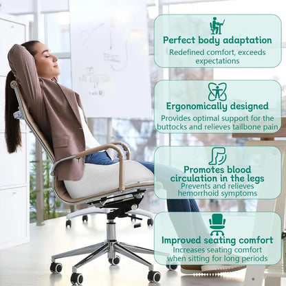 SitSmart Adjustable Memory Foam Seat Cushion - Tailbone Relief & Posture Support for Office, Car, and Dining Chairs 9919564972353-1