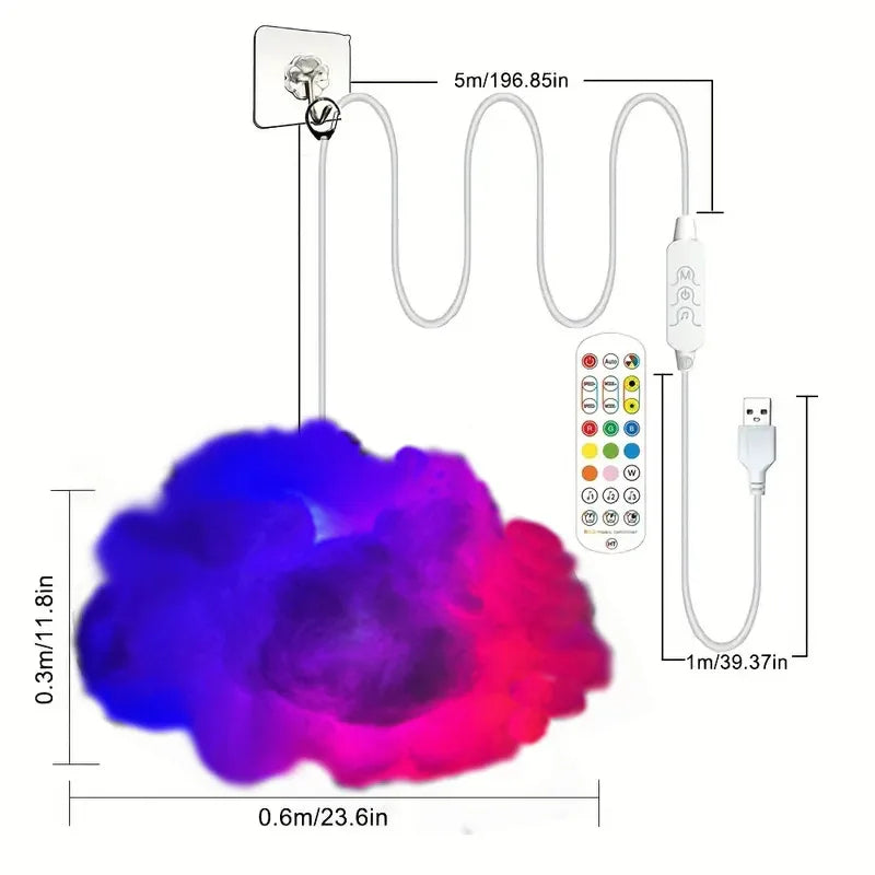 Music Reactive Rgb Led Cloud Pendant Light With Remote Control 8746240475470-1