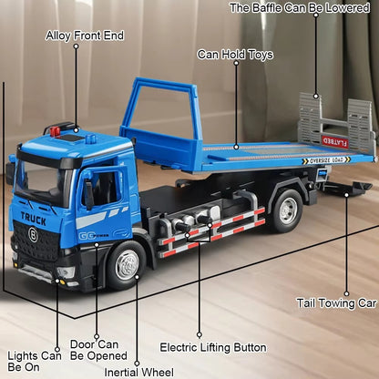 Kids Realistic Die-Cast Metal Tow Truck, Lights And Sounds