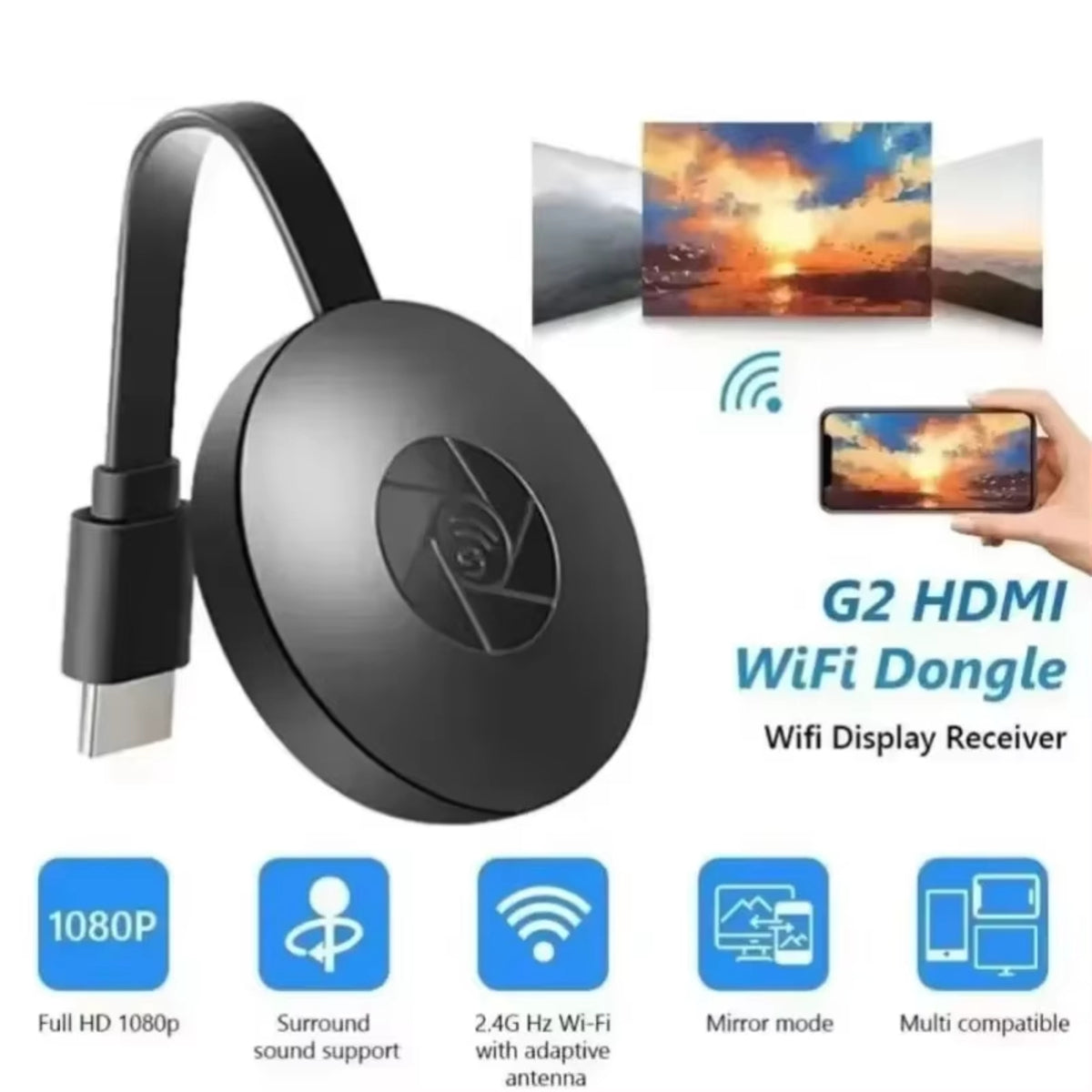 Wireless HDMI Display Adapter - 1080P WiFi Screen Mirroring for Android, iOS, Windows & Mac 15152383820102-1