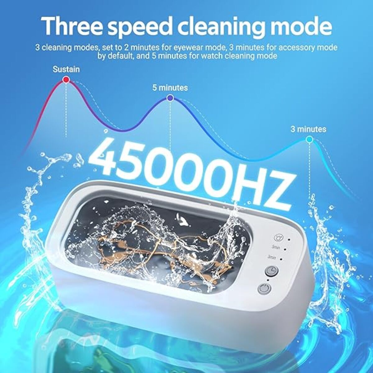 Ultrasonic Cleaning Device - Gentle, Efficient & Versatile for Jewelry, Glasses, Watches, and Dentures 9922172322113-1