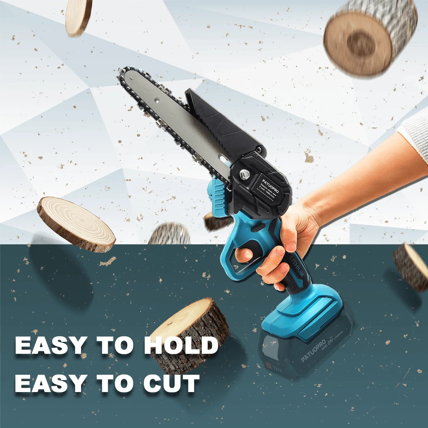 Cordless Electric Chainsaw - Lightweight, Ergonomic Design & Ideal for Effortless Pruning and Trimming 9952493404481-1