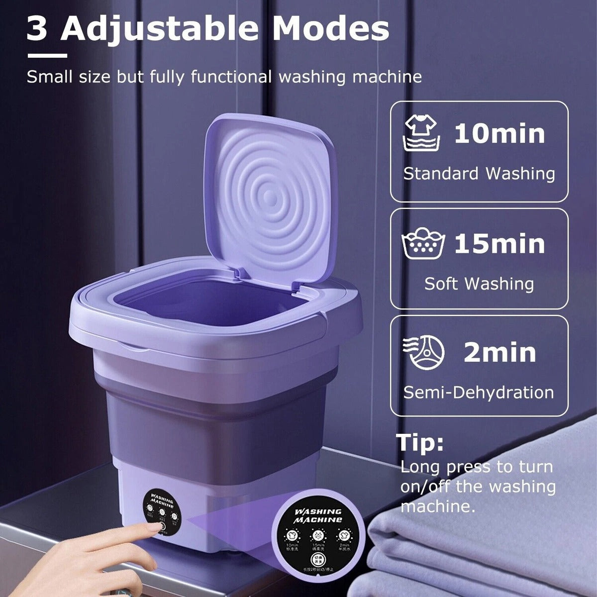 Portable & Foldable Washing Machine with Drying Function