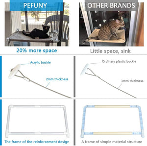 Pefuny Cat Bed Window, Cat Window Hammock Window Perch, Safety Cat Shelves Space Saving Window Mounted Cat Seat For Large Cats