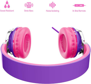 Elecder I39 Headphones With Microphone Foldable Lightweight Adjustable On Ear Headsets With 3.5Mm Jack For Cellphones Computer Mp3/4 Kindle School Purple/Pink