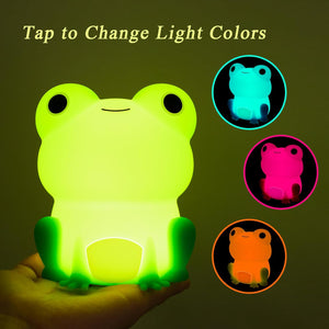 Smoorita Night Light For Kids, Cute Frog Night Lamp Bedroom Nightlight For Girls Boys Teens, Usb Rechargeable Silicone Animal Nightlight Christmas Birthday Gifts, Room Decor