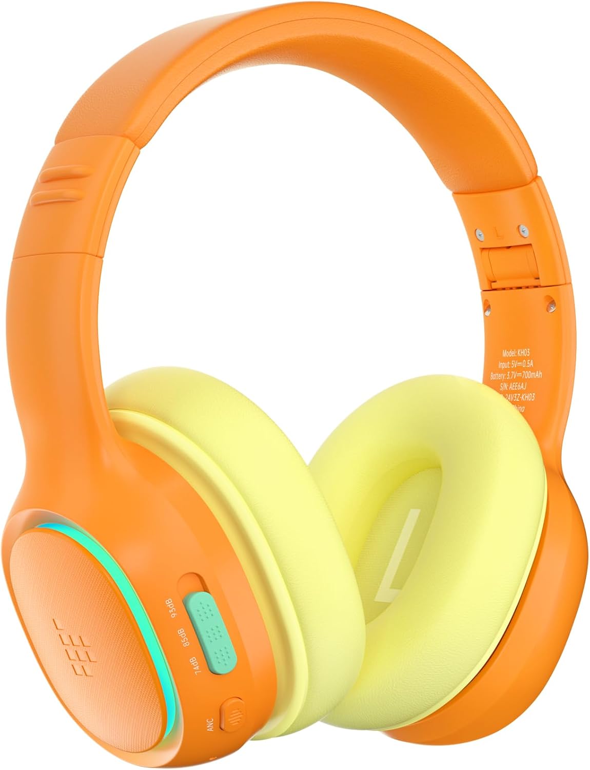 Tronsmart Kh03 Kids Noise Cancelling Bluetooth Headphones, Safe Volume Control, Wireless Headphones With Light & Microphone, 70H Playtime, Built-In Audio Cable, For School/Travel/Airplane(Orange)