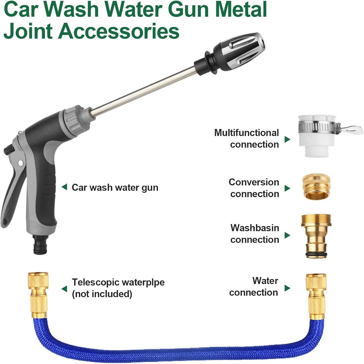 High Pressure Car Wash Sprayer - Adjustable Water Gun, Garden Hose Nozzle 160445