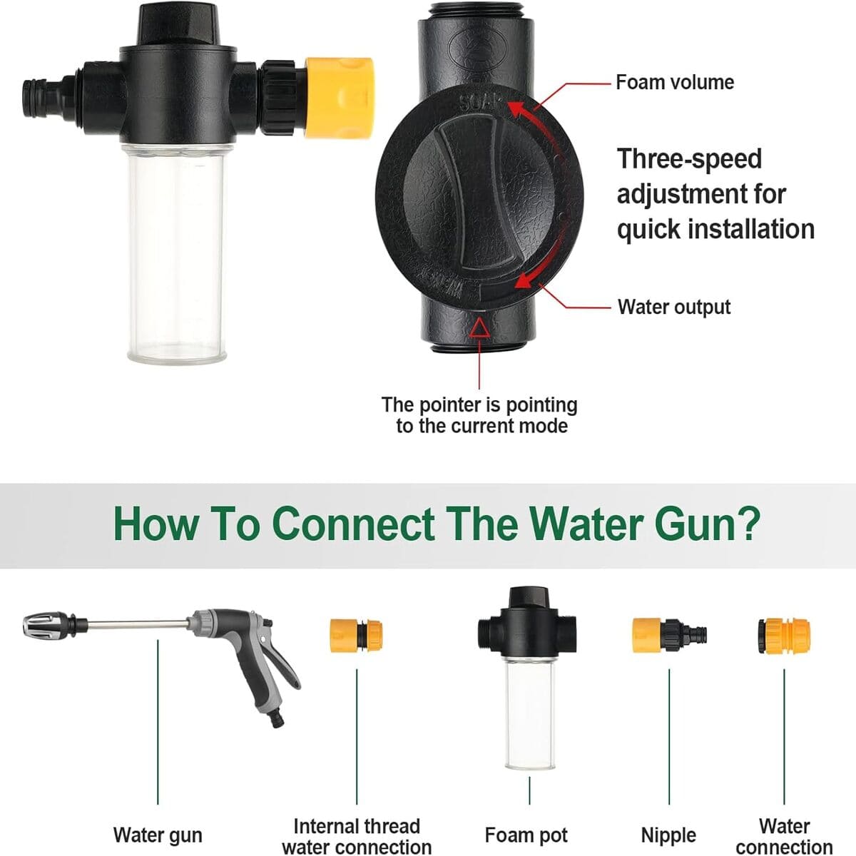 High Pressure Car Wash Sprayer - Adjustable Water Gun, Garden Hose Nozzle 160445