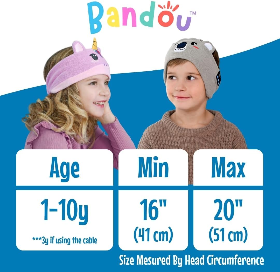 Bandou - Original Toddler & Kids Headphones - Bluetooth Wireless & Wired Headband - Comfortable Fit - Safe Volume - Adjustable For Travel, Learning, And Sleep (Sparkle The Unicorn)