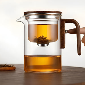 Glass Teapot With Wooden Handle