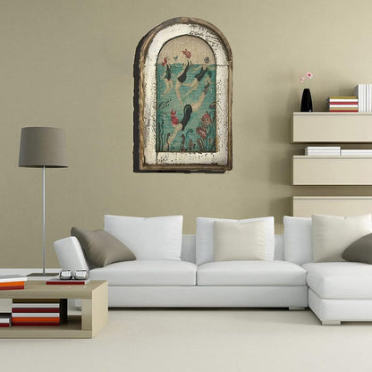 Vintage Bathroom Wall Art for Coastal Decor - Ocean Theme Swimmer Painting 1005008981635438-al