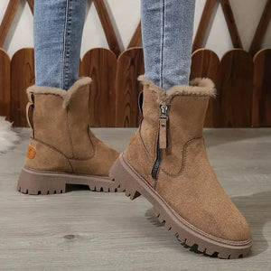 Premium Warm Fur Lining Orthopedic Non Slip Round Toe Snow Boots Women Warm Ankle Winter Shoes