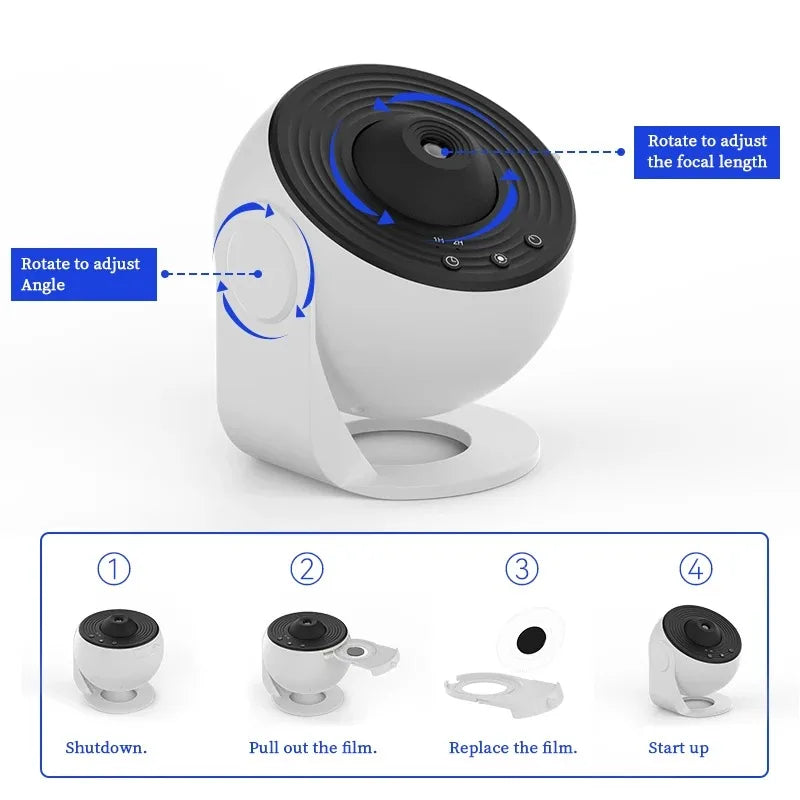 360° Night Light Galaxy Projector – Stunning Rotating Starry Sky Display 9479138279766-1