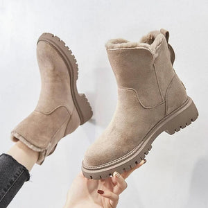 Premium Warm Fur Lining Orthopedic Non Slip Round Toe Snow Boots Women Warm Ankle Winter Shoes