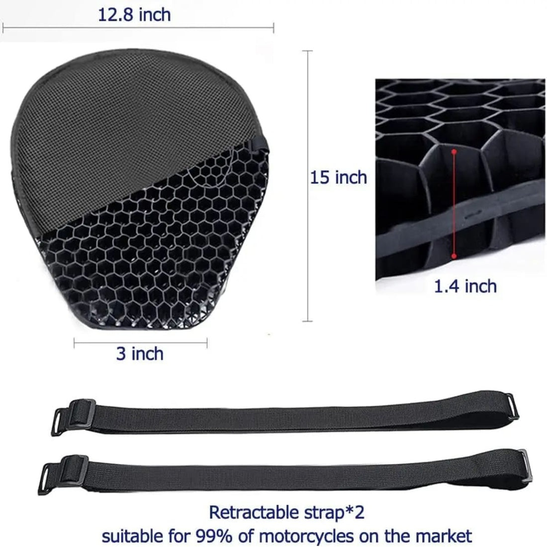 Moto 3D Honeycomb Shock Cushion - Advanced Shock Relief Seat Cushion 8144628580550-1