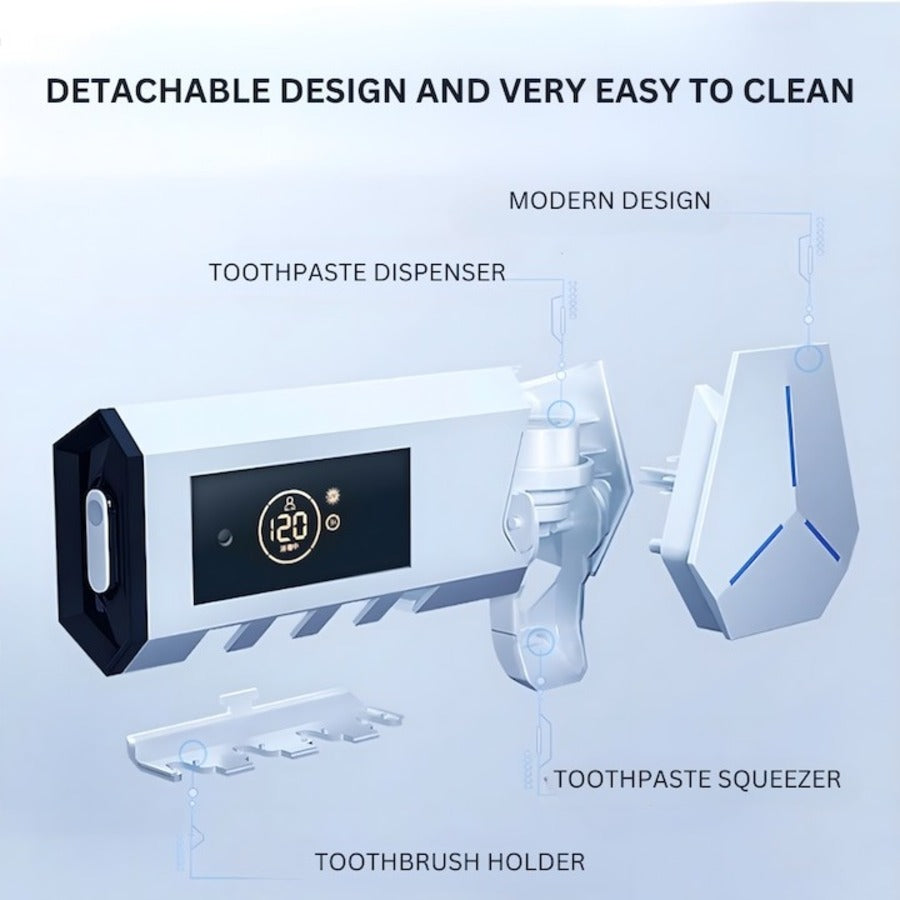Smart UV Toothbrush Holder - Multifunctional Toothbrush Sanitizer, Disinfector & Automatic Toothpaste Dispenser Squeezer 7981556662470-1