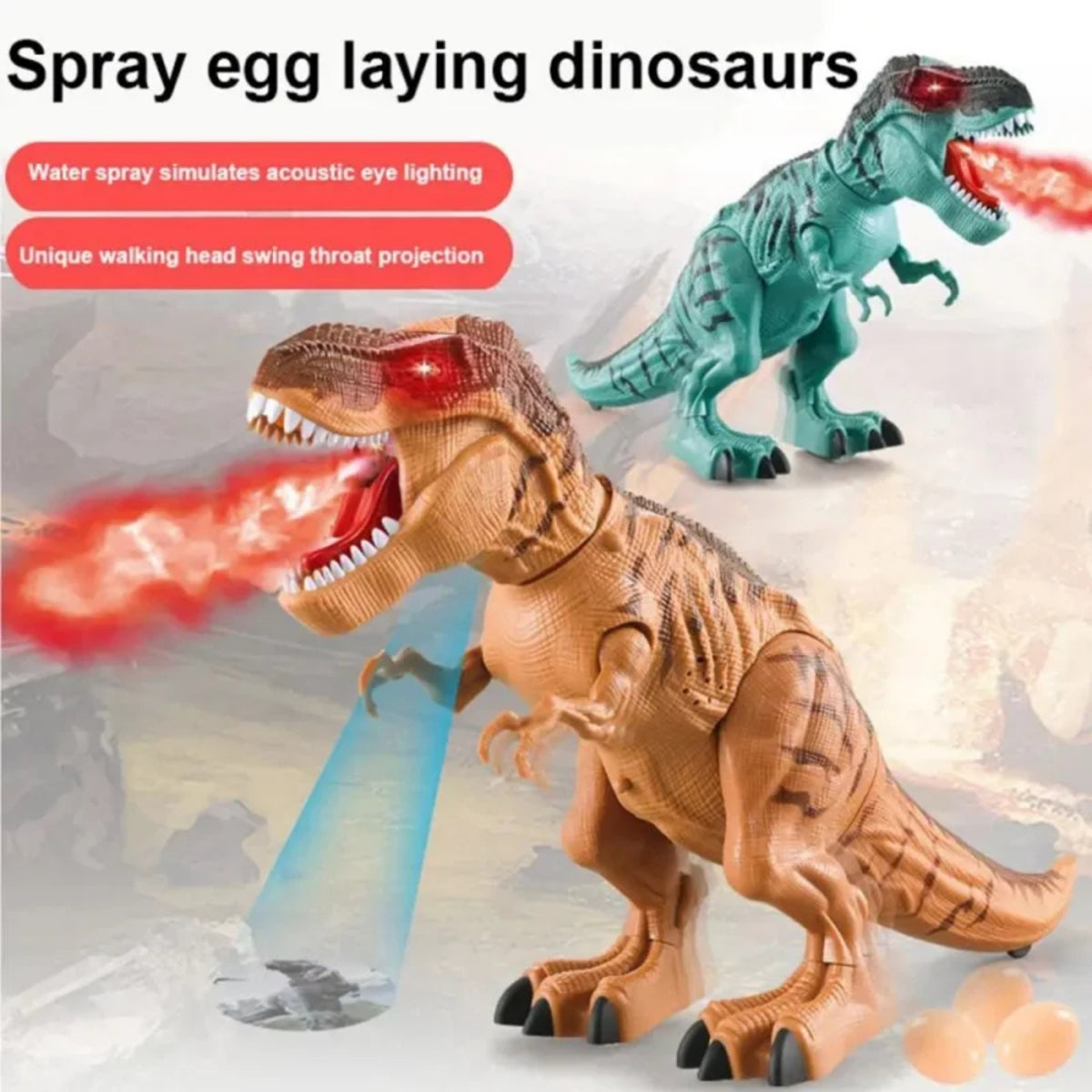 Dino-Rific RC T-Rex Toy - Roaring, Walking, Mist-Spraying Fun for Kids (3+ years) 8135955579095-1