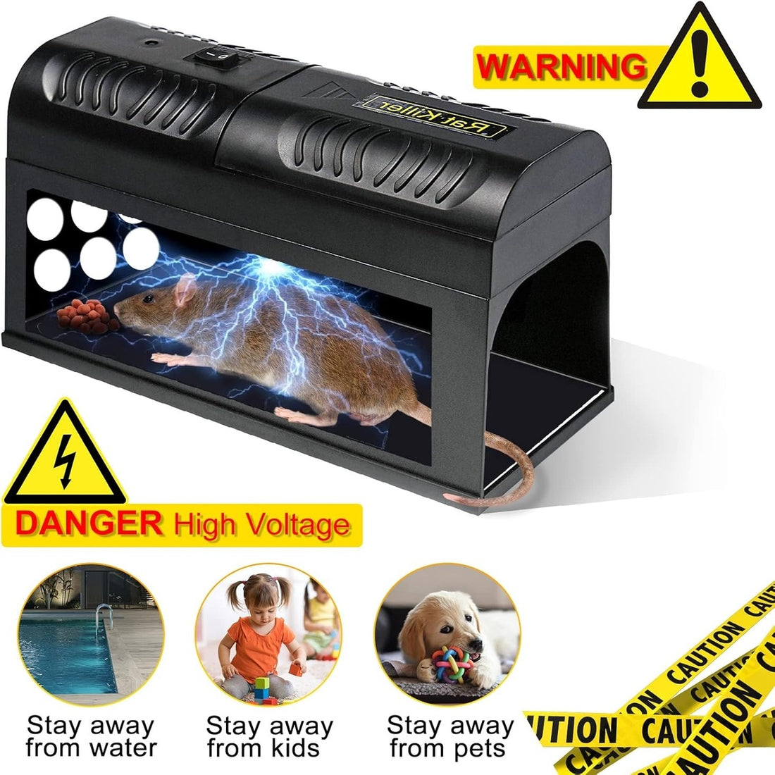 Electric Mouse Trap 6000-8000V - Rat Rodent Cage Trap Reusable Mice Killer Orchard Garden Electronic Pest Control Tool 4355791355952-1