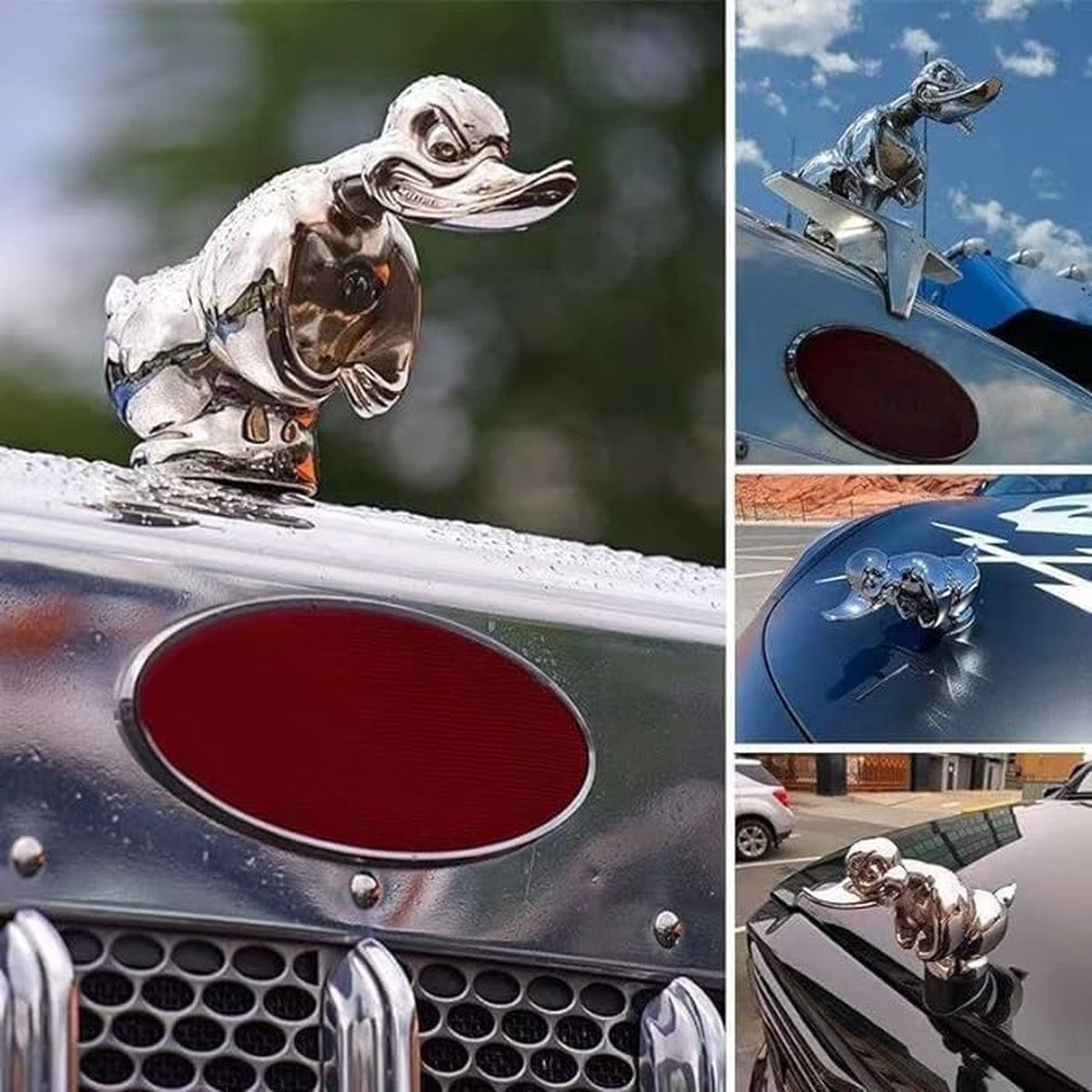 Metal Duck Hood Ornament Universal Mount For Car Motorcycle 8545363460398-1