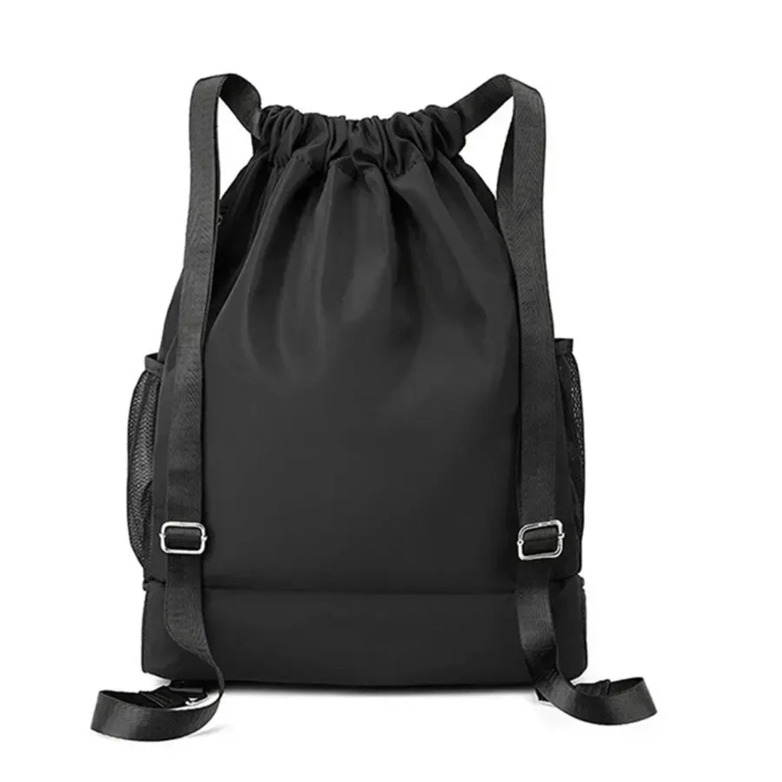 Waterproof Sports Drawstring Backpack Large Capacity Shoe Compartment Black 8512795148590-1