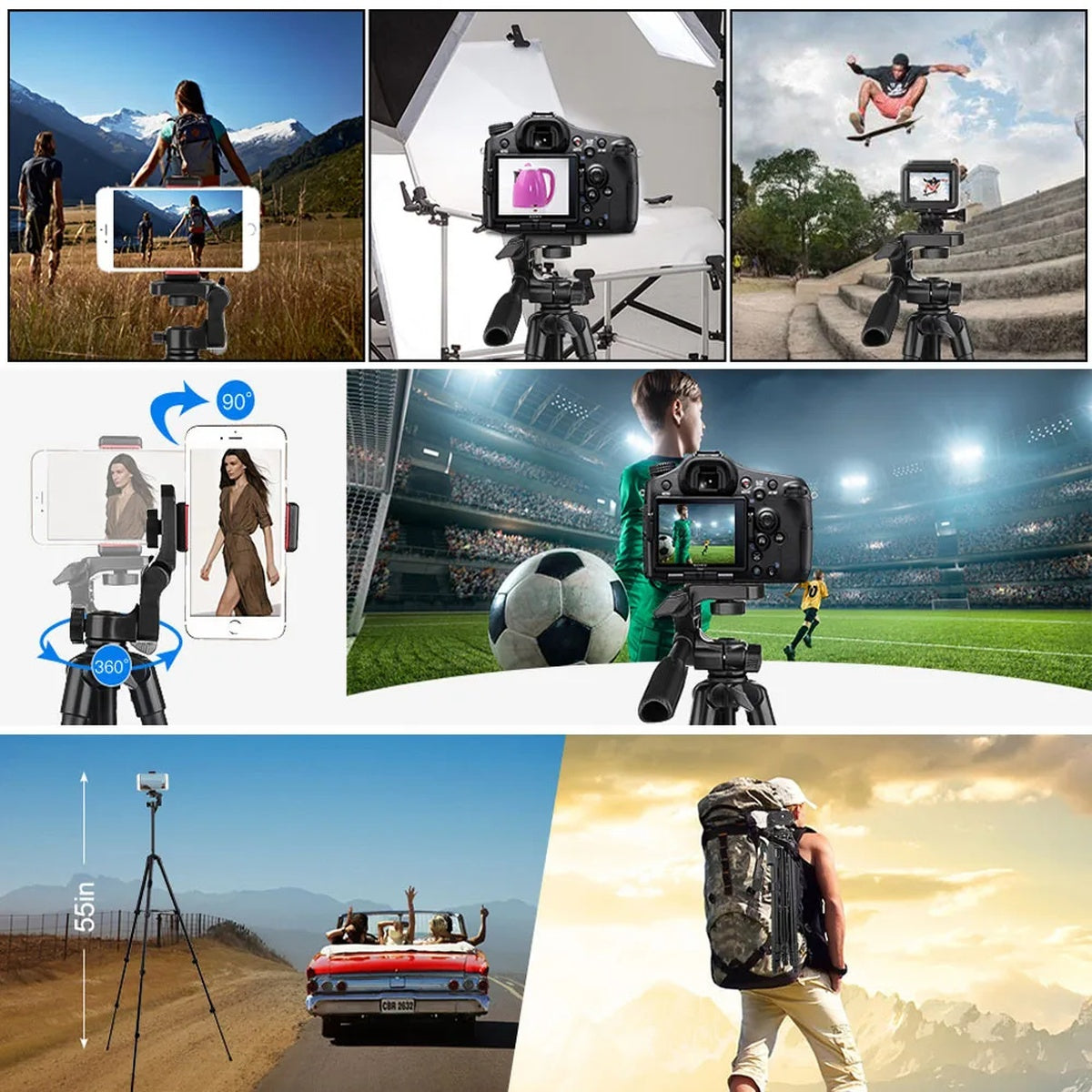 Extendable Phone Tripod with Bluetooth Remote - Versatile Selfie Stick & Stand