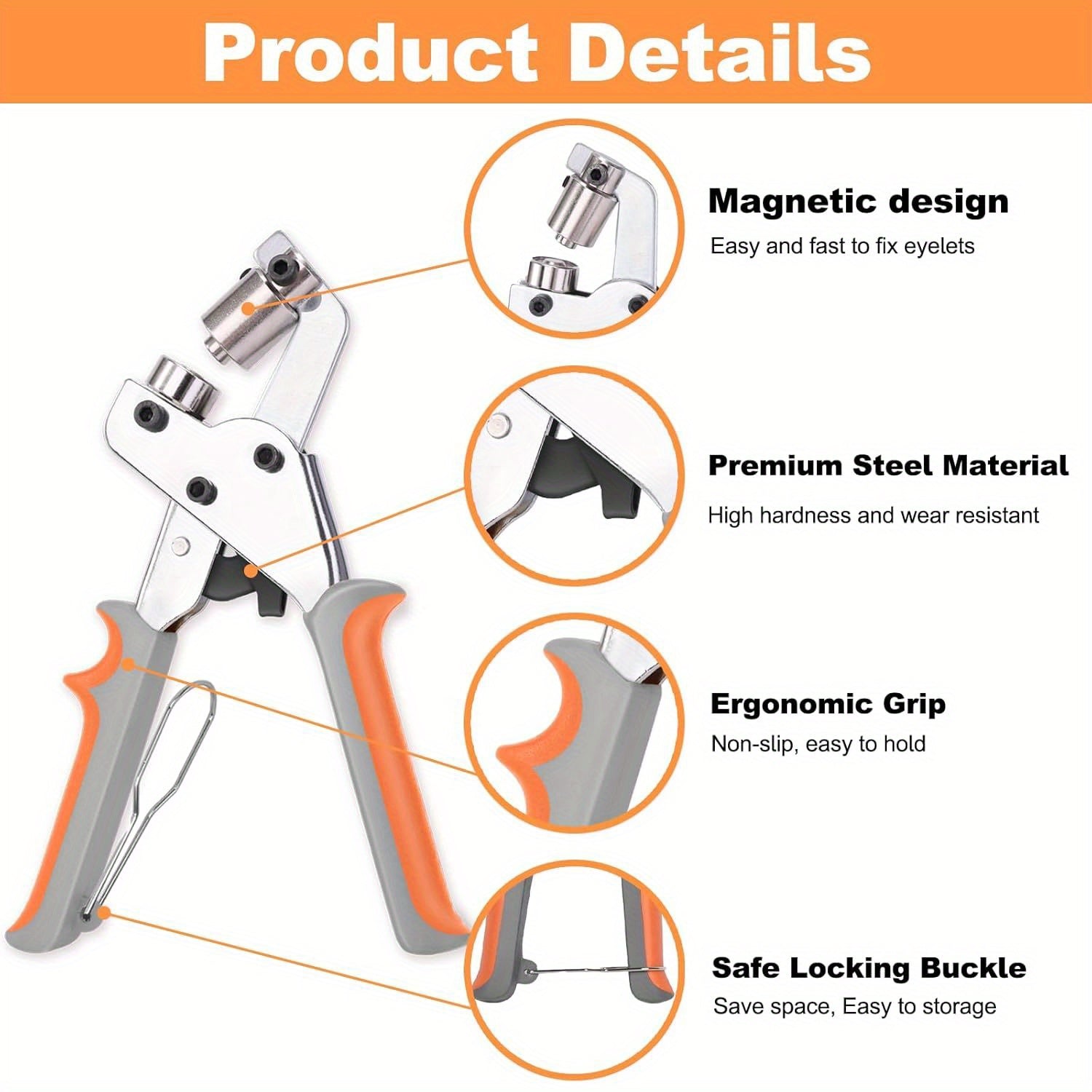 Heavy Duty Grommet Tool Kit For Eyelet Installation Leather Canvas 10002112348441-1